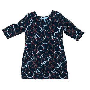 Lulu B Shift Dress Black Rope Chain Print 3/4 Sleeve Worn One Time | Sz L